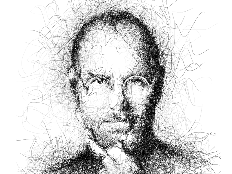 Steve Jobs Portrait (zoom in!) digital handmade illustration painting poster sketch
