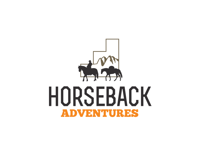 Horseback Adventures Final adventures backpack canada horse horseback illustration logo mountains rebranding riding trail rides vintage