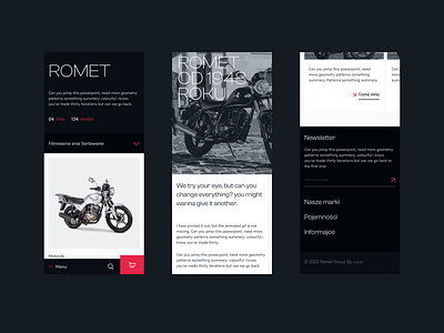 Motorcycle Manufacturer eCommerce Design automotive bicycle clean ecommerce graphic design interface layout minimal modern motor motorcycle service template ui user ux web webshop website wireframe