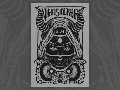 Nightstalker concert poster coverart design digitalillustration drawing gigposter graphicdesign illustration illustration art illustration design illustrator monochrome night owl portrait poster poster art poster design psychedelic stoner