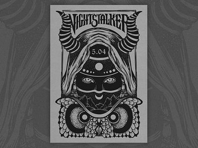 Nightstalker concert poster coverart design digitalillustration drawing gigposter graphicdesign illustration illustration art illustration design illustrator monochrome night owl portrait poster poster art poster design psychedelic stoner