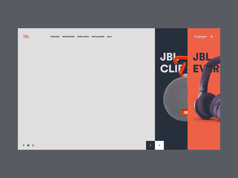 JBL Landing Page Concept 2d animation headphone landing jbl landing page redesign ui web web design web redesign