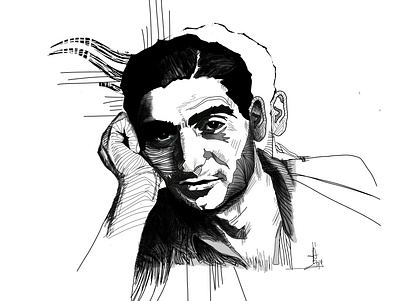 Robert Capa adobephotoshop black illustration lineart portrait wacom