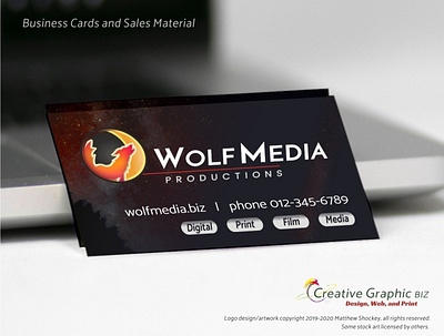 Wolf and Moon Logo - Business Cards advertising app icon branding concept art corporate id design graphic design icon logo logo design marketing moon logo print design web design wolf logo