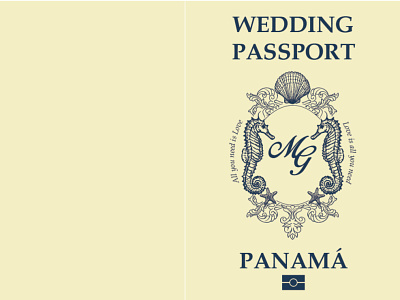 Passport wedding invitacion design illustration minimal