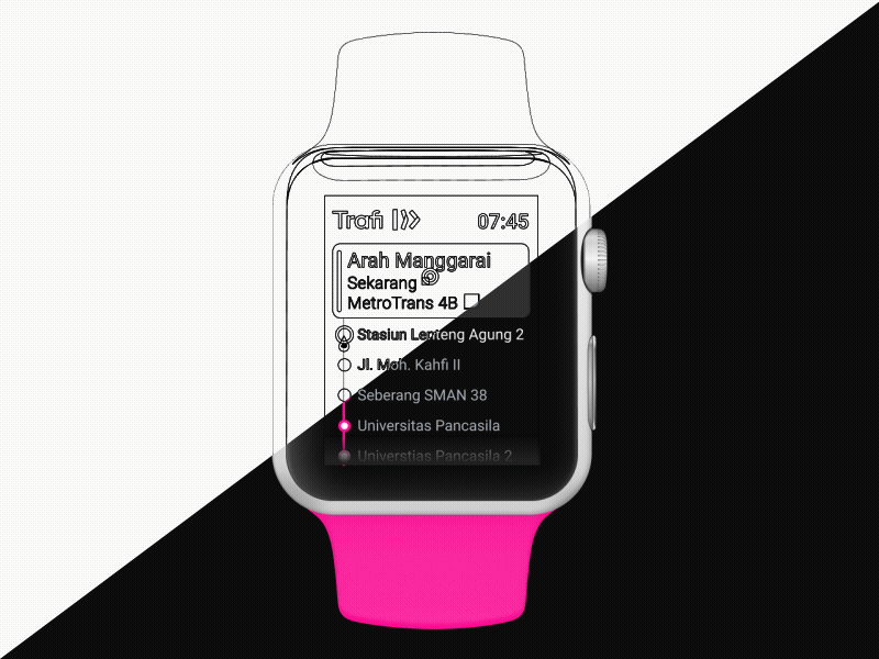Trafi App for Smartwatch jakarta smartwatch trafi transjakarta ui