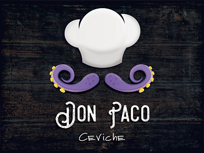 Ceviche Don Paco chef design food hat icon illustrator lemon logo octopus purple restaurant sea food vector