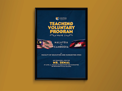 Teaching Voluntary Program Poster cambodia collateral design education graphic malaysia poster poster design university