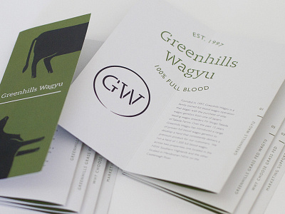 Greenhills Wagyu Trade Handout branding brochure concertina ethical green identity meat print