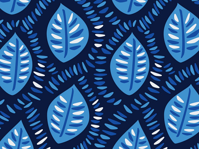 Decorative blue leaves pattern