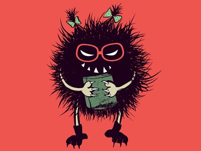 Evil bug with a book book lover bookie books character creature cute evil evil creature illustration read reading vector