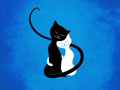 Photo about Silhouette of two black cats in love. Illustration of