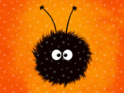 Orange Dazzled Bug in winter bug character creature cute cute bug cute character cute creature fluffy orange texture