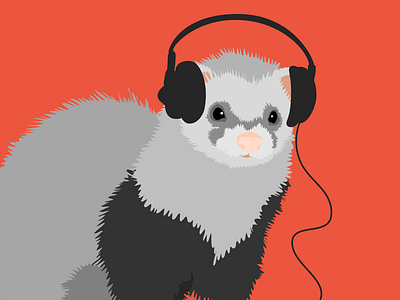 Music loving ferret audio ferret ferrets funny funny ferret headphones illustration music pet vector