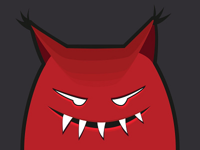 Evil monster with pointy ears cartoon cartoon monster character evil character evil monster funny monster grin grinning monster red