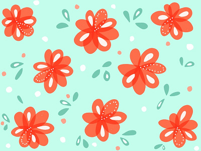 Cheerful Red Flowers Pattern decorative floral floral pattern flower flowers illustration nature pattern whimsical