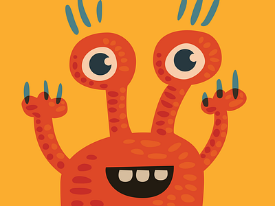 Happy Orange Monster cartoon character color creature cute happiness happy monster orange smile smiling vector