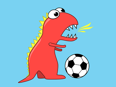 Soccer playing dinosaur animals cartoon cute cute dinosaur dinosaur dinosaurs football soccer sports vector