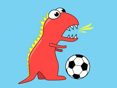 Soccer playing dinosaur