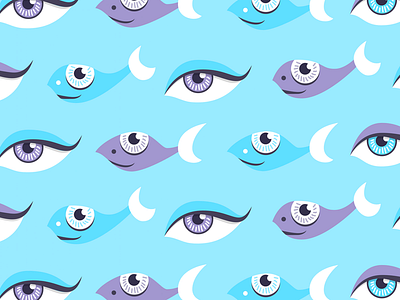 Pattern of fish and eyes blue eye eyes pattern fish pattern fisheyes illustration pattern sea vector