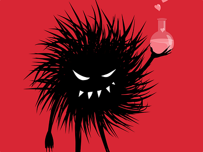 Evil bug with love potion chemist chemistry evil evil bug evil character flask funny grin grinning illustration love potion vector