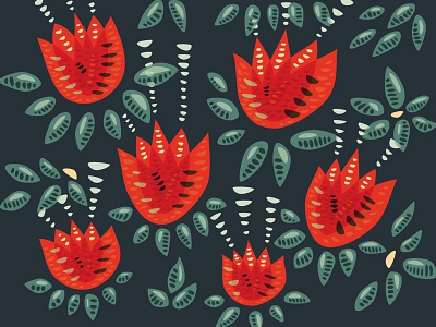 Abstract red tulips pattern