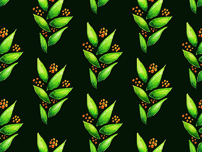 Abstract watercolour green plant pattern