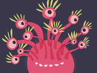 Funny monster with eleven eyes character crazy creature cute eyes fun funny illustration monster vector weird