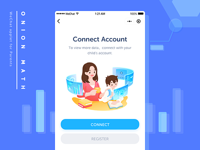 Account Connect Page on WeChat Applet for Parents account book data gradient guide page illustration learning parents studying ui vector wechat applet