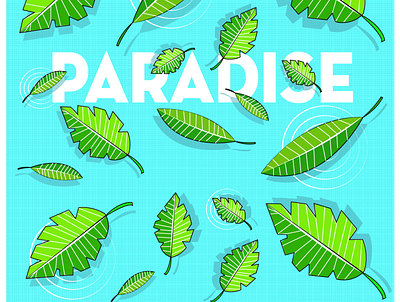 Paradise illustration leaves pool water