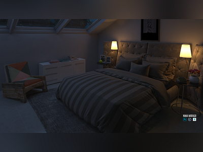 Bedroom 3d 3d art 3d artist 3d rendering 3dsmax architect architecture bedroom interior light modeling night render rendering v ray