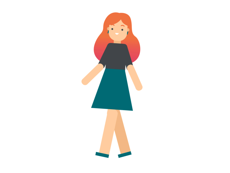 Walk animation cartoon girl walk woman