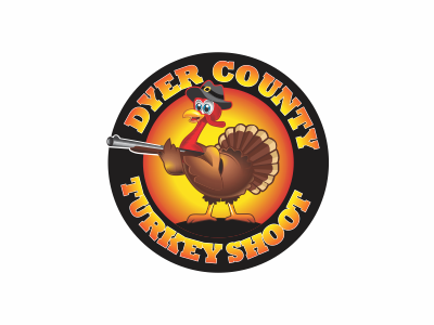 Dyer County Turkey Shoot birds cartoon design dyer emblem event festive kids logo mascot shoot turkey