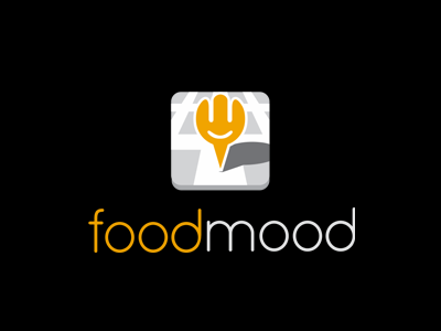 Foodmood Logo app find food fork location logo map mood pin