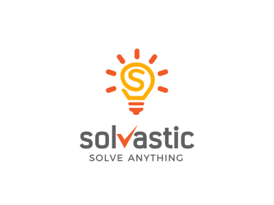 Logo for Solvastic check designs idea light bulb logo s letter solution solve