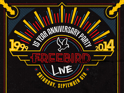 Freebird Live 15th Anniversary Poster art deco poster typography
