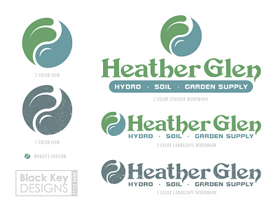 Heather Glen Hydro - Style Guide branding emblem garden hydroponics icon illustration leaf logo soil supply typography water drop