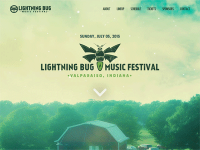 Lightning Bug Music Festival - Parallax Website color scheme festival lightning bug music parallax scrolling site typography website
