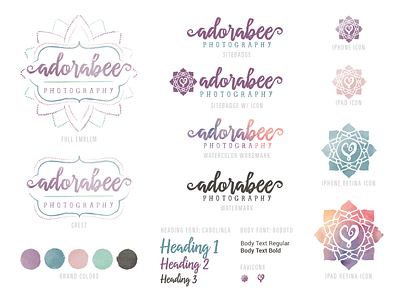 Adorabee Style Guide branding distressed logo muted photography style guide typography vintage watercolor