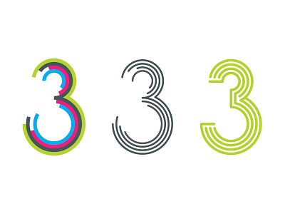 Some 3's 3 numbers typography