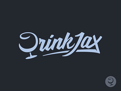 "Drink Jax" Logo WIP alcohol branding illustration liquor logo snifter typography wine glass