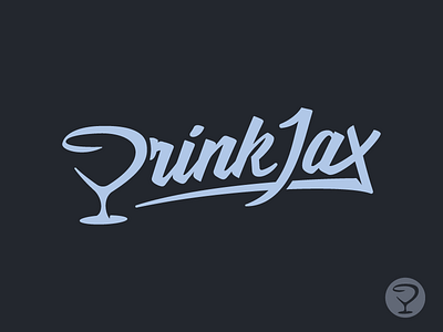 "Drink Jax" Logo WIP2 alcohol branding illustration liquor logo martini glass snifter typography