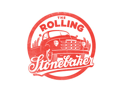 Rolling Stonebaker - Studebaker Logo 50s branding food illustration logo pizza studebaker truck typography vintage wheat