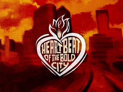 Heartbeat of the Bold City Logo branding florida hatchwork heart jacksonville logo oil painting passion skyline typography