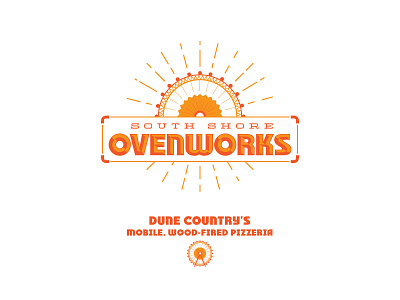 South Shore Ovenworks Branding branding emblem ferris wheel icon logo pizzeria radial sun thin line typography