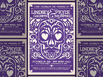 Wedding Invitation dia de los muertos invitation save the date sugar skull wedding