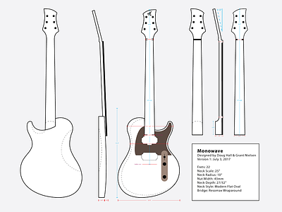 Monowave Guitar Concept custom design fluctuwave guitar hall customs profile prototype schematic telecaster