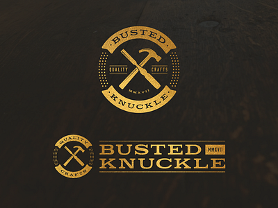 Busted Knuckle Logo Set brand carpenter chisel crafts craftsman emblem hammer logo seal wood wood working