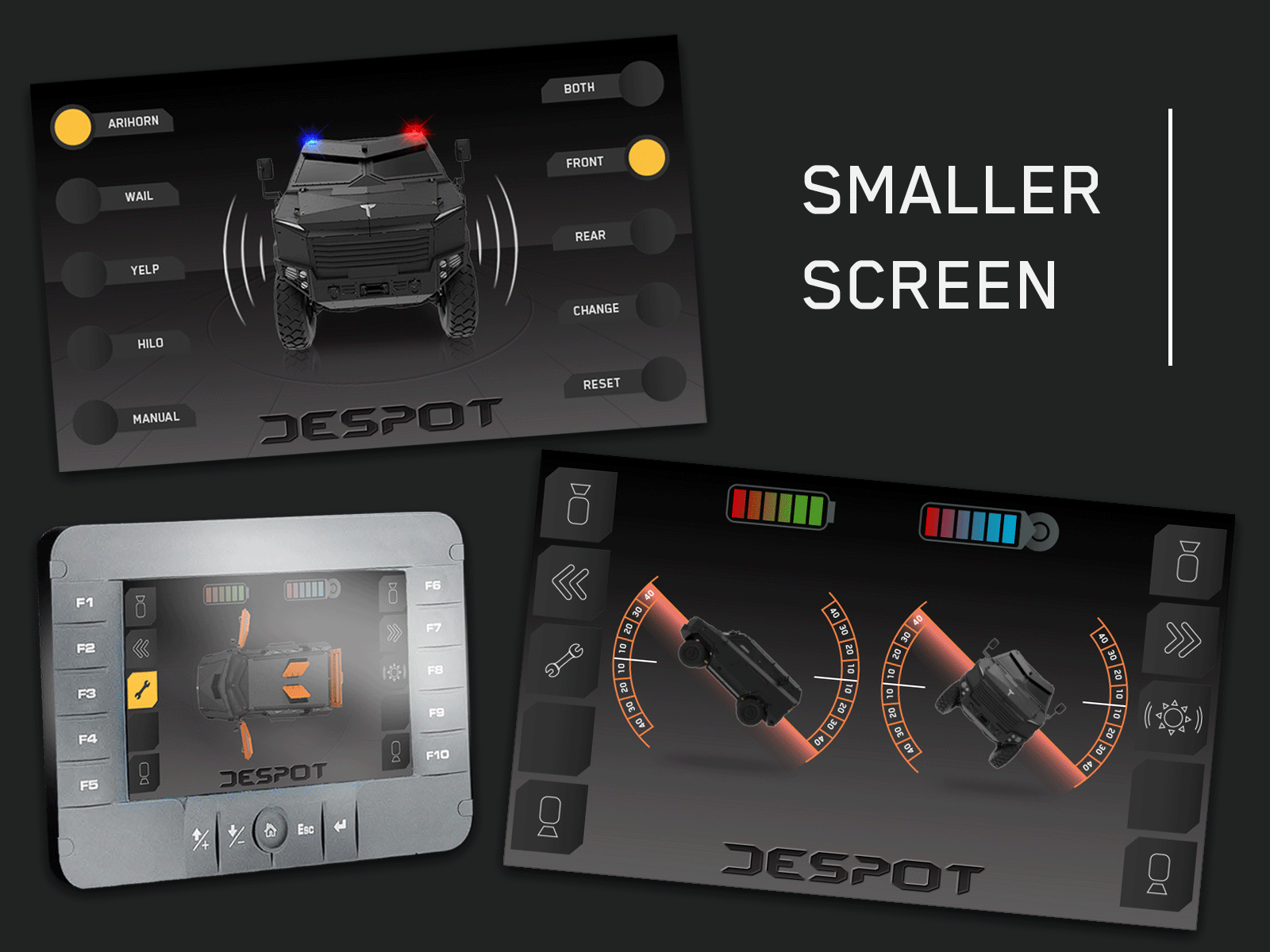 UI Dashboard design for DESPOT vehicle 2/3 adobe illustrator adobe photoshop animation armoured vehicle branding dashboard design design despot display gif interface design screen ui vehicle