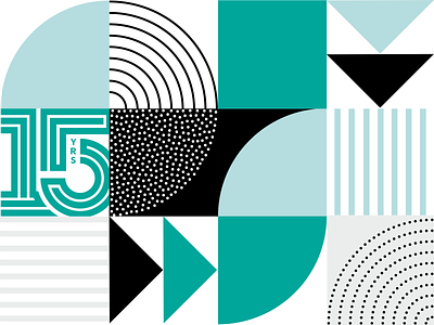 15th Anniversary Pattern 15 15th anniversary anniversary blue design geometric graphic design illustration logo minimal pattern teal vector